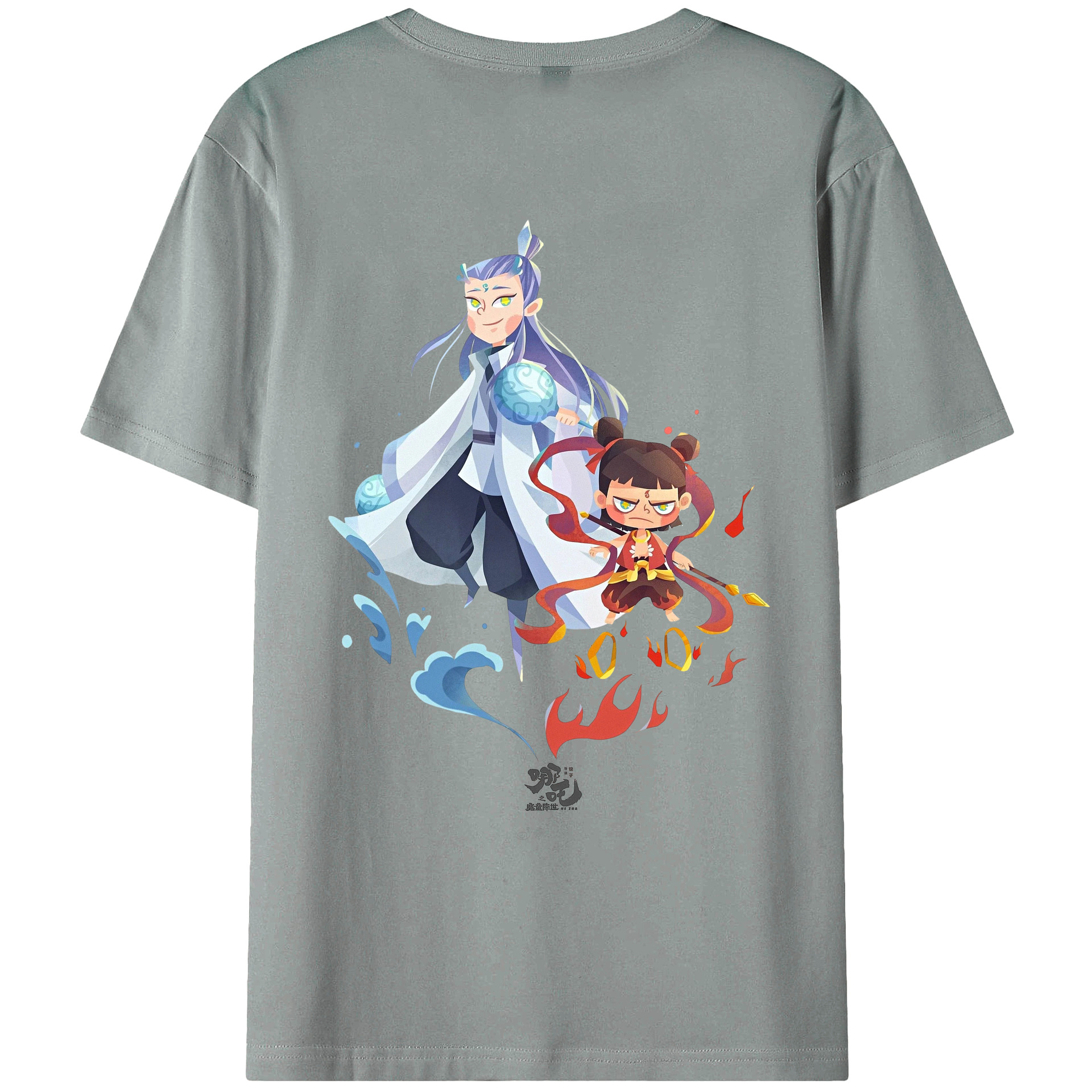 （画像用） Ne Zha 2 ナタ 魔童の大暴れ 綿100％ メンズ半袖Tシャツ（バックプリント） 通気性